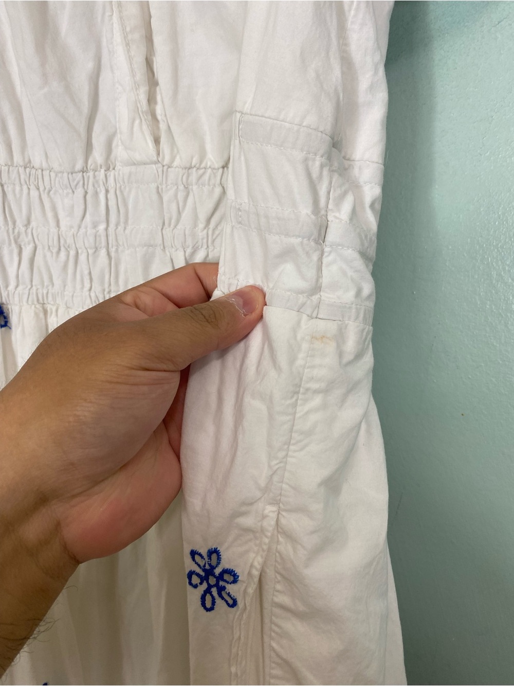 Anthropologie Somerset Embroidered Blue White Maxi Sundress XS - Picture 5 of 9